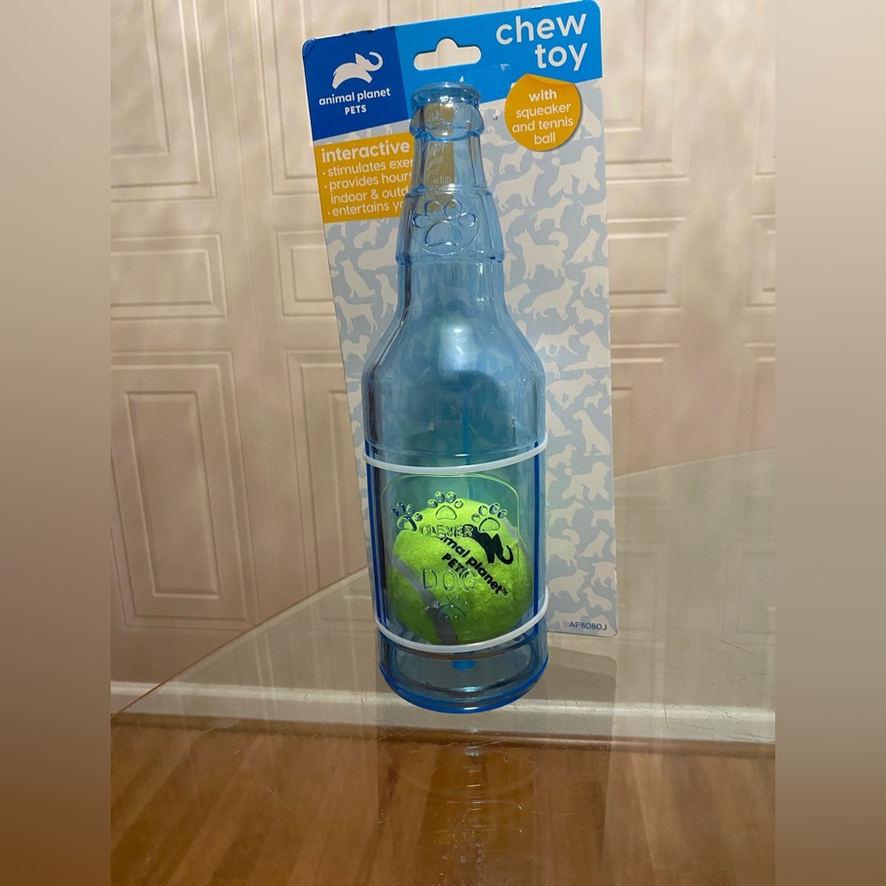 Blue Dog Chew Toy with Green Label